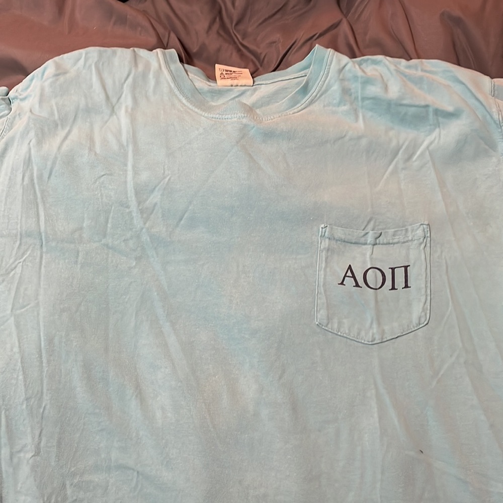 AOII tshirt with front pocket (alpha omicron pi sorority tshirt)